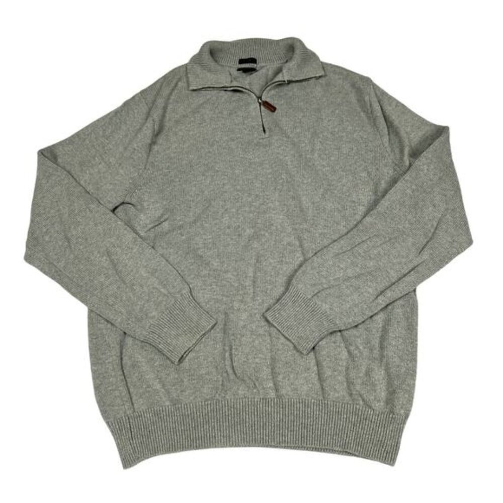 J. Crew Sweater Slim Cashmere Blend Quarter Zip Pullover Grey Knit Men's Large